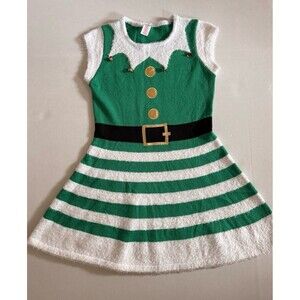 HOLIDAY TIME Green Fuzzy Elf Dress Size M 8 - 10 (Bx 24)